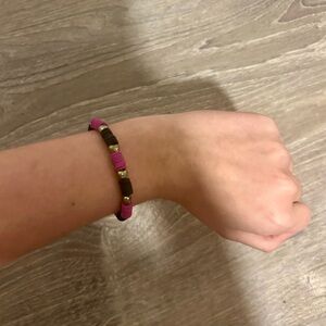 Pink and Brown Beaded Cord Bracelet